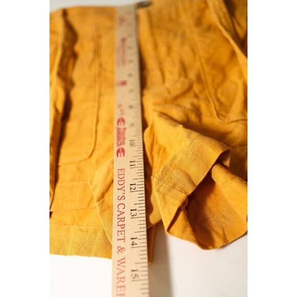 ModCloth mustard yellow womens M shorts Linen blend elastic waist belted - Picture 7 of 8
